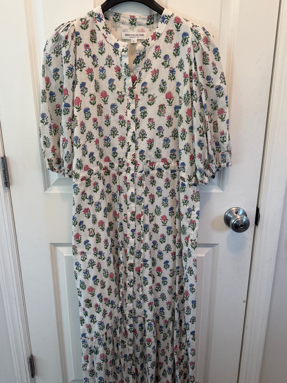Tuckernuck Emerson Fry Cream Maxi Dress with Pink & Blue Floral Print